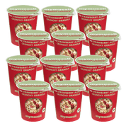 12er Pack Portionsbecher mymuesli Dose Strawberry Almond Crunchy Granola mit Erdbeeren und Mandeln.