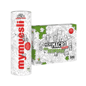 Crunchy Crime Puzzle Paket bestehend aus mymuesli Crunchy Crime Schoko Müsli und Micro Macro Puzzle.