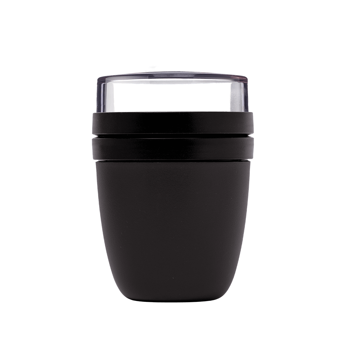 Schwarzer Mini 2Go Zubehör-Becher für Müsli und Milch.
