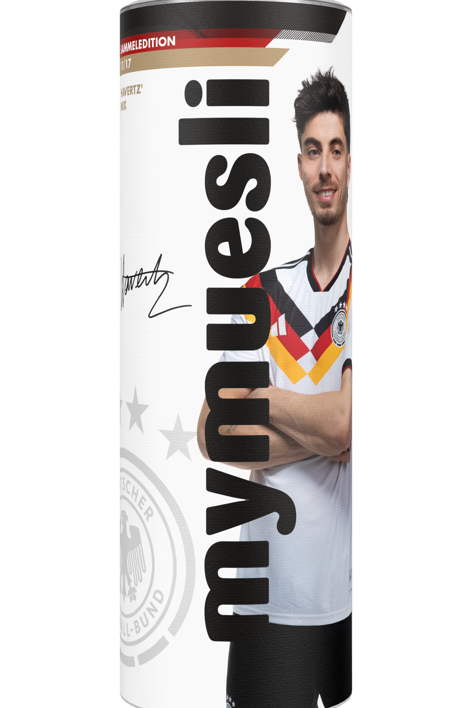 mymuesli -Spielermix von Kai Havertz im Deutschland-Trikot (Sonderedition) auf weißem Hintergrund.
