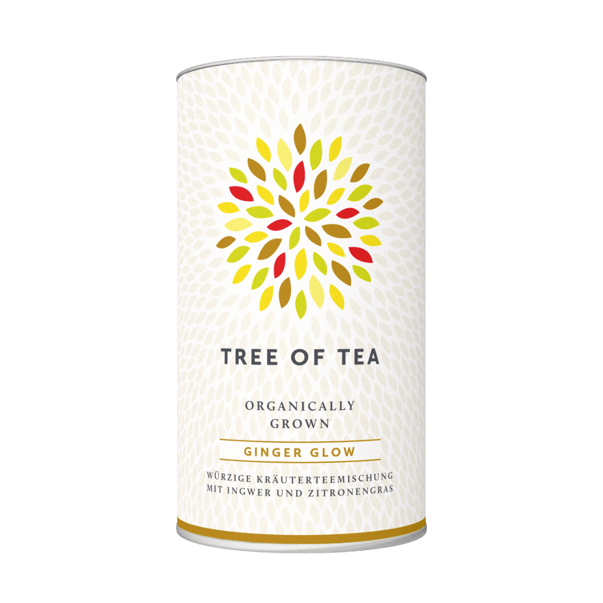 Tree of Tea Ginger Glow (Ingwer-Tee) Dose in Gelb.