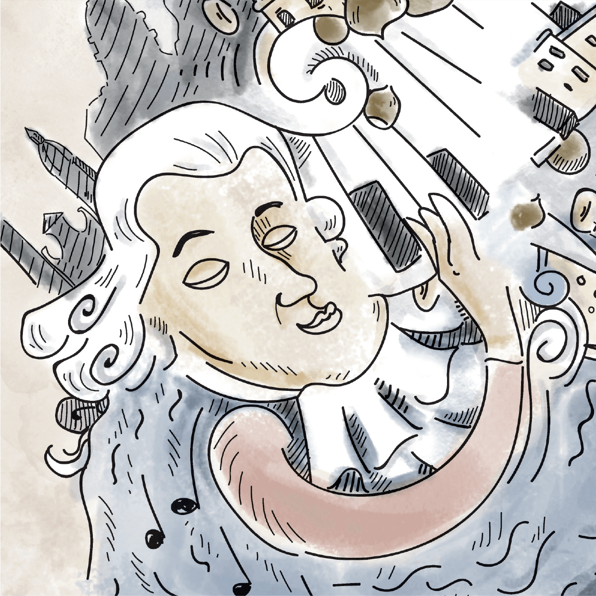 Nahaufnahme des Designs der Mozart Müsli Dose.