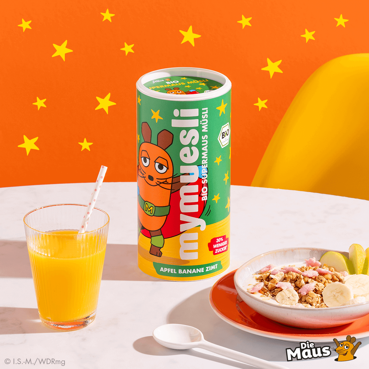 mymuesli Bio Supermaus Müsli Dose mit Müslischale